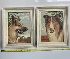 Set Of 2 Paint By Numbers Dogs Framed Pictures Wall Hanging. Signed | eBay