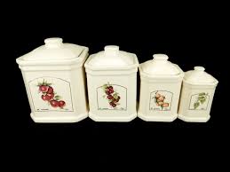 4 Porcelain Canisters & Matching Stovetop Set, Vintage Elgin ...