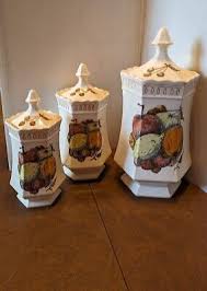BENNINGTON SQUARE 3PC CANISTER SET FRUITS VG USED COND | eBay