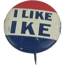 Vintage "I Like Ike" 1950s Campaign Pinback Button Red White & Blue. For Sale at Ruby Lane
