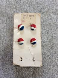 Four Red White and Blue Round Plastic Buttons on Original ...
