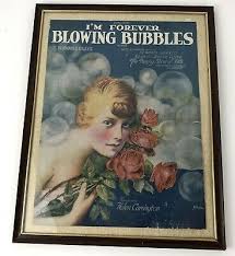 Vintage Framed Sheet Music I'm Forever Blowing Bubbles Helen ...