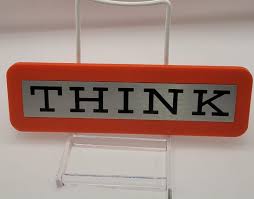Vintage IBM Orange " THINK " Desk Sign Plaque 8.5" X 2.5 ...