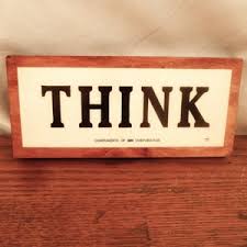 Vintage Wood and Wood Laminate "think" Desk Plaque Sign From ...