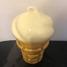 VTGCOOKIE JAR Vanilla Ice Cream on Waffle Cone Ceramic ...
