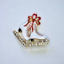 Christmas Rhinestone White Enamel Sparkly Glitter Red Bow ...