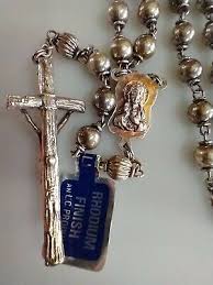 Vintage Catholic Rosary BB Pull Chain Style Ribbed Pater ...