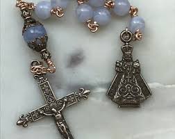 Blue Lace Agate Single Decade Rosary - Bronze Infant of ...