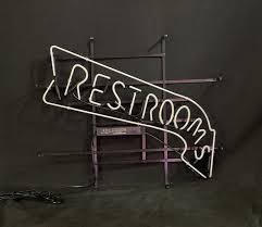 Restrooms Neon Signs Real Glass Workshop Room Eye-catching ...