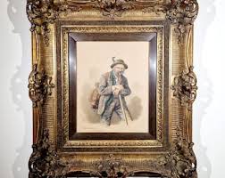 Antique Hunter Portrait Painting in Antique Gold Ornate Frame, Watercolor Munich School Painting, Kraemer German Bavarian Munchen Gemälde - Etsy