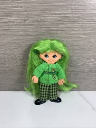 VINTAGE 1969 IDEAL FLATSY DOLL Green Black Outfit Green Hair Blue Eyes 5” | eBay
