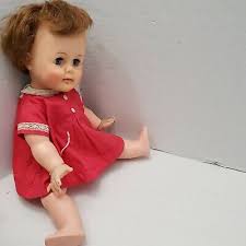 Vintage Ideal Toy Doll K-16 Blue Sleepy Eyes Red Lace dress Jointed TLC | eBay