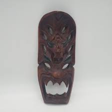 VTG GENUINE MONKEYPOD Aloha Hawaii Tribal Mask Tiki ~ Devil Mask ~ Scary Mask | eBay