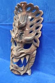 Lot - LARGE HAND CARVED WOODEN INDONESIAN MASK WITH DRAGON HEAD