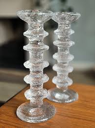 Vintage Iittala Festivo Glass Candlesticks - Beautifully Shaped Pair in Heavy Glass - Etsy