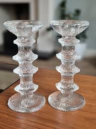 Vintage Glass Candlesticks - Beautiful Pair of Mid Century Festivo Iittala of Finland Design - Etsy