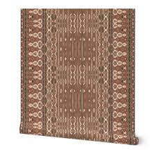 Rustic Ikat Boho Chic Earth Tones Wallpaper | Spoonflower