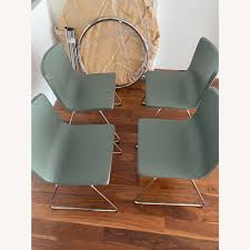 4 IKEA Bernhard Chrome Green Chairs - AptDeco
