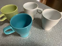 IKEA Fargrik Coffee Mugs Cups 8 oz Green Blue WHITE ...
