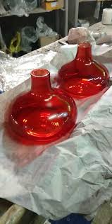 Handmade Concave Circle Red Hued Table Lamp