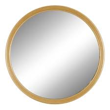 Gold Metal Finish Framed Round Wall Mirror, 14"