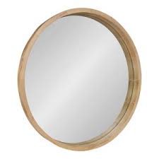 30" x 30" Hutton Round Wood Wall Mirror Natural - Kate and ...