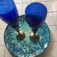 Dining | Silver Plated Cobalt Blue Fluted Champaign Glasses | Poshmark