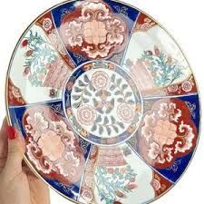 Asian Plate W/ Stand, Large 11.75" Porcelain Dish, Japanese Decorative Tray, Figure, Birds, Scalloped Rim, Ornamental Floral Motif, Vintage - Etsy