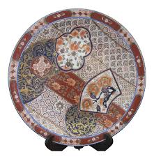 Imari Chinese Shallow Bowl Charger Plate With Fan Flower Design 14" | Chairish