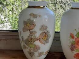 2 White Glass Floral Bud Light Base Fixtures Gold Trim 6.0” VTG | eBay