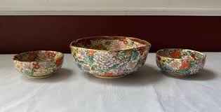Lot of 3 Antique Japanese Satsuma Taisho Era Thousand Flowers Hand Painted Porcelain Bowls - Etsy