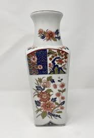 VTG Japanese Imari Blue/Orange Floral porcelain vase | eBay