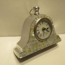 Mother of pearl Heavy Brushed metal mantel bookshelf clock ...
