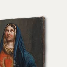 19th Century Oil - Immaculate Heart of the Virgin Mary ...