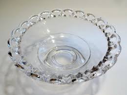 Vtg L.E. SMITH OPEN LACE EDGE PEDESTAL BOWL Clear Glass ...