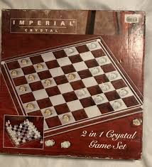 Imperial Crystal 2 in 1 Game Set Chess / Checkers Game Frosted Glass Vintage | eBay