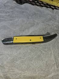 Vintage Sabre 2 Blade Fish Scaler Pocket Knife Yellow Handle ...
