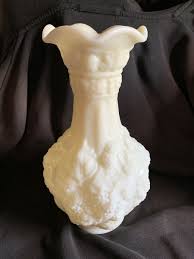Imperial Loganberry Ivory Satin Milk Glass Flower Vase USA ...