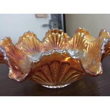 1930s Art Deco Carnival Glass Bowl With Shell Design | Chairish
