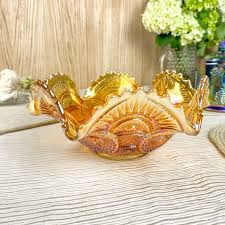 Imperial Large Hobstar and Arches Glass Marigold Sawtooth Edge Carnival Glass Bowl - Etsy