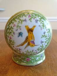 IMPERIAL PORCELAIN ROUND TRINKET BOX HUMMINGBIRD & FLOWERS | eBay