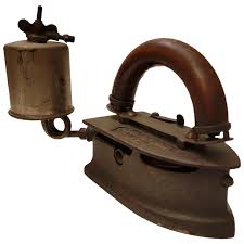 Antique Imperial Brass Mfg. Co. gas clothes iron. For Sale at Ruby Lane