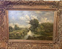 Antique Oil Painting on Board Landscaping Unsigned - Etsy