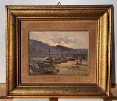 Cesare Gheduzzi - Cesare Gheduzzi - 20th century landscape painting - Harbor scene - Italy For Sale at 1stDibs