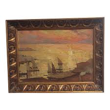French Early 20th Century Sailboat Impressionist Painting | Chairish