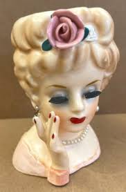 Vintage 1961 Inarco Lady Head Vase with Pearl Necklace and ...