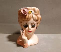Vintage 1961 Inarco 5" Lady Head Vase E193/s Flaw In Pink ...