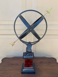 Vintage English Country Iron Garden Armillary Sundial Held by Atlas For Sale at 1stDibs