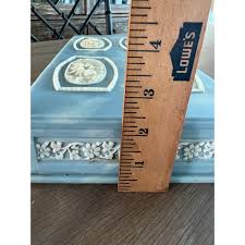 1960s Vintage Blue Marbled Incolay Large Stone Jewelry Box With Raised Relief Cameos of Lovers Courting | Chairish