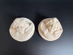 Vintage Cherub Putto Face With Wings Plaster Wall Plaques - a Pair | Chairish